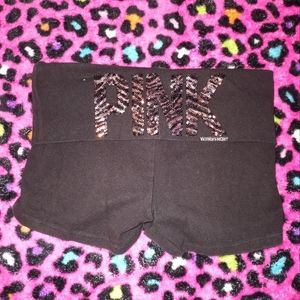 Victoria's Secret pink yoga booty shorts zebra print animal print size XS black